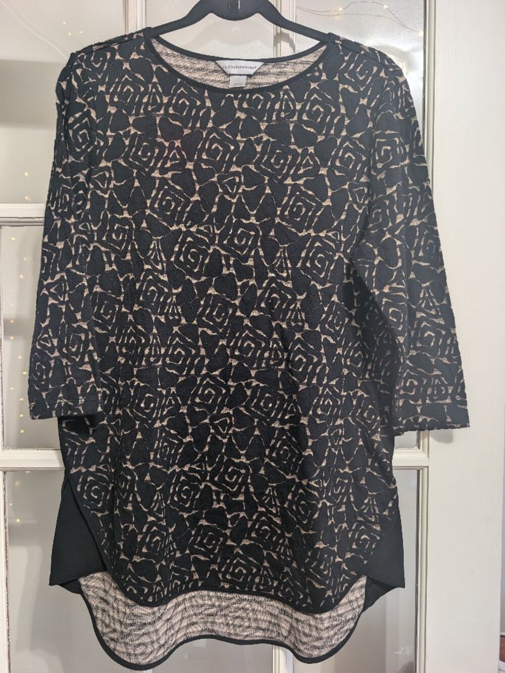 Christopher & banks black floral tunic top
